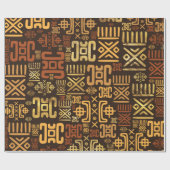 民族のアフリカパターン茶色および金#8 ラッピングペーパー (フラット)