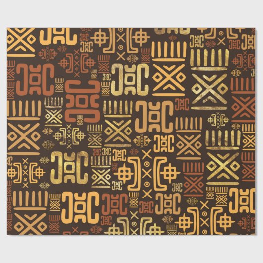 民族のアフリカパターン茶色および金#8 ラッピングペーパー (フラット)