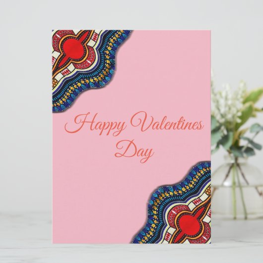 民族のアフリカ人のDashikiのレースのバレンタインデーカード シーズンカード (スタンド正面)