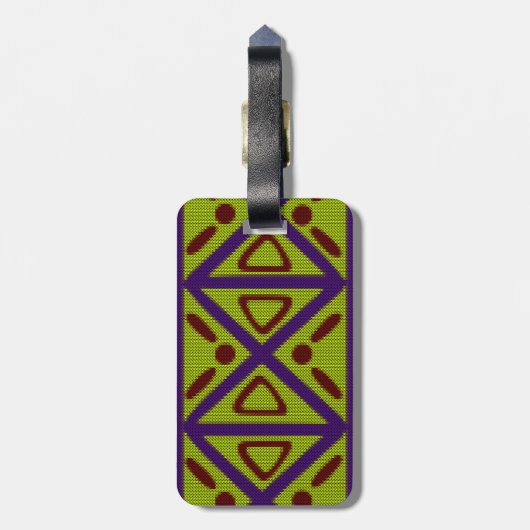 民族のアフリカ人はスタイルのデザインを編みました ラゲッジタグ (裏面縦)