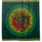 民族のインドのスタイル-曼荼羅-種族象 シャワーカーテン (正面)