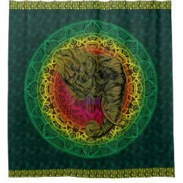 民族のインドのスタイル-曼荼羅-種族象 シャワーカーテン