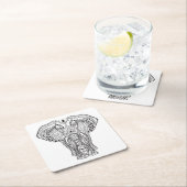 民族のインドゾウ スクエアペーパーコースター (インサイチュ)