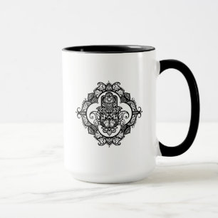 民族のオーナメントの落書きのHamsa マグカップ