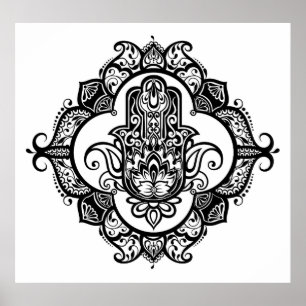 民族のオーナメントの落書き2のHamsa ポスター