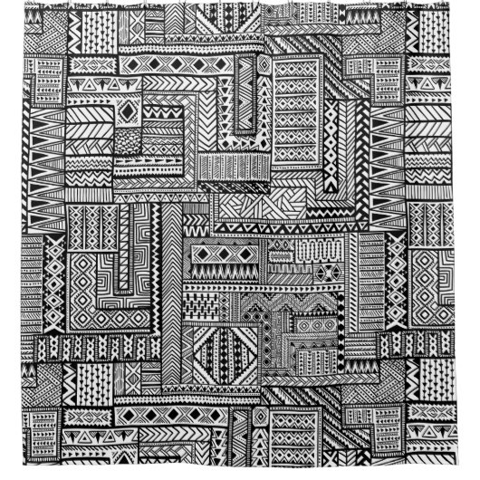 民族のオーナメント シャワーカーテン (正面)