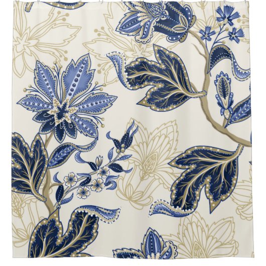 民族のシームレスなパターンとインディアンオーナメント。ヴィント シャワーカーテン (正面)