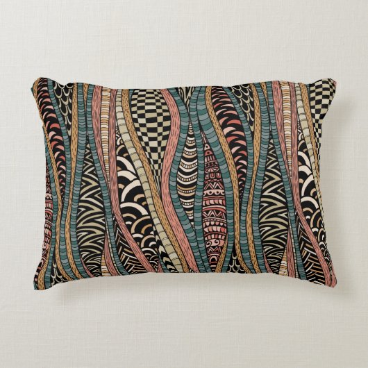 民族のスタイルの抽象的なパターン アクセントクッション (正面)