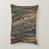 民族のスタイルの抽象的なパターン アクセントクッション (裏面(縦))