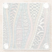 民族のスタイルの抽象的なパターン ガラスコースター (裏面)