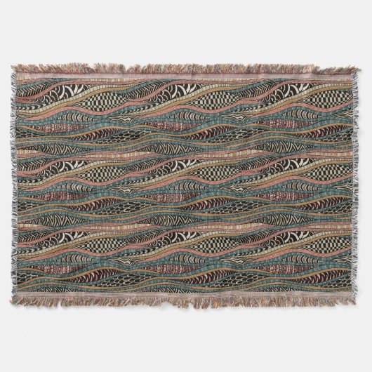 民族のスタイルの抽象的なパターン スローブランケット (正面)