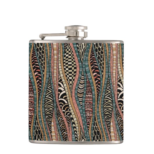 民族のスタイルの抽象的なパターン フラスク (正面)