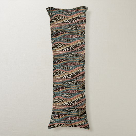 民族のスタイルの抽象的なパターン ボディピロー (正面縦)