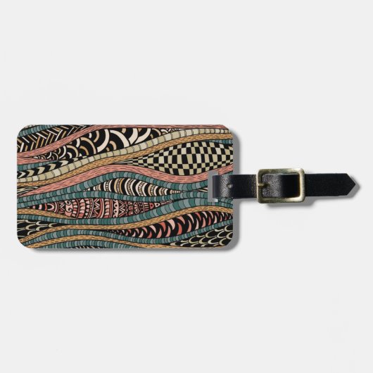 民族のスタイルの抽象的なパターン ラゲッジタグ (正面横)
