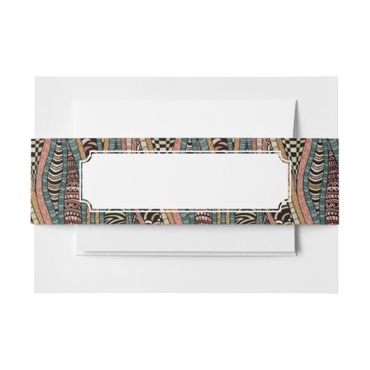 民族のスタイルの抽象的なパターン 招待状ベリーバンド (正面例)