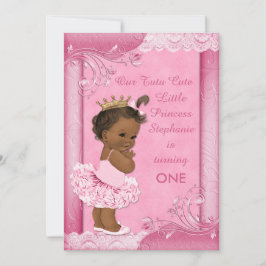 民族のチュチュのかわいいベビーの第1誕生日ののどのレース 招待状