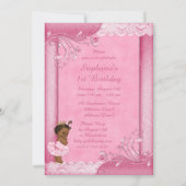 民族のチュチュのかわいいベビーの第1誕生日ののどのレース 招待状 (裏面)