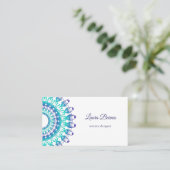 民族のティール(緑がかった色)の曼荼羅。 テキスト 名刺 (スタンド正面)