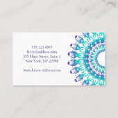 民族のティール(緑がかった色)の曼荼羅。 テキスト 名刺 (裏面)