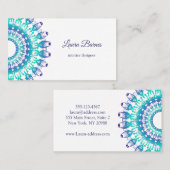 民族のティール（緑がかった色）の曼荼羅。 テキスト 名刺 (正面/裏面)