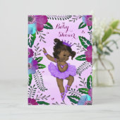 民族のバレリーナの花の水彩画のベビーシャワー 招待状 (スタンド正面)