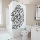 民族のパターン（の模様が）あるなライオンの頭部 シャワーカーテン (インサイチュ)