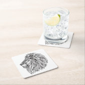 民族のパターン(の模様が)あるなライオンの頭部 スクエアペーパーコースター (インサイチュ)