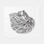 民族のパターン(の模様が)あるなライオンの頭部 フリースブランケット (正面(横))