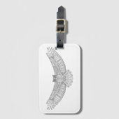 民族のパターン（の模様が）あるなワシミミズク ラゲッジタグ (正面縦)