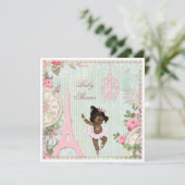 民族のパリのプリンセスのバレリーナのぼろぼろのベビーシャワー 招待状 (スタンド正面)