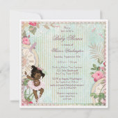 民族のパリのプリンセスのバレリーナのぼろぼろのベビーシャワー 招待状 (裏面)