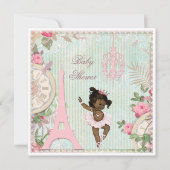 民族のパリのプリンセスのバレリーナのぼろぼろのベビーシャワー 招待状 (正面)