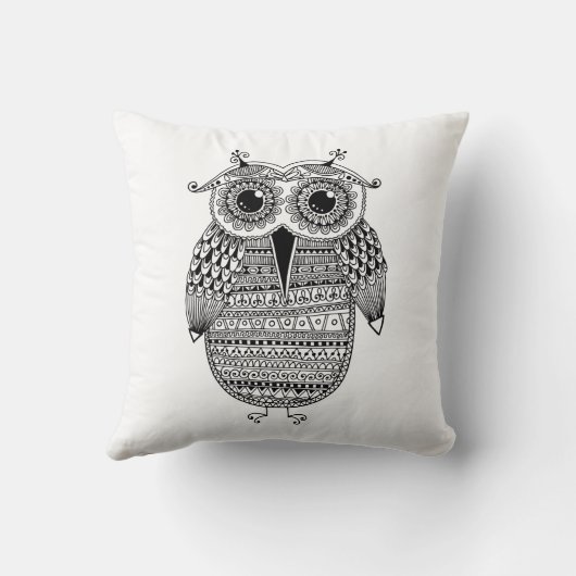 民族のフクロウインクスケッチ クッション (裏面)