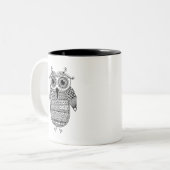 民族のフクロウインクスケッチ ツートーンマグカップ (正面左)