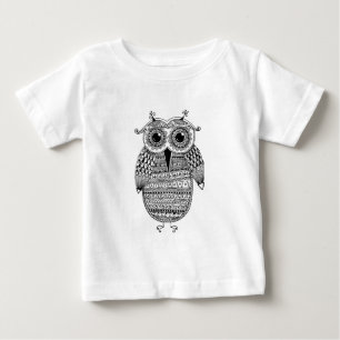 民族のフクロウインクスケッチ ベビーTシャツ