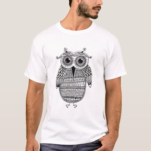 民族のフクロウインクスケッチ Tシャツ (正面)
