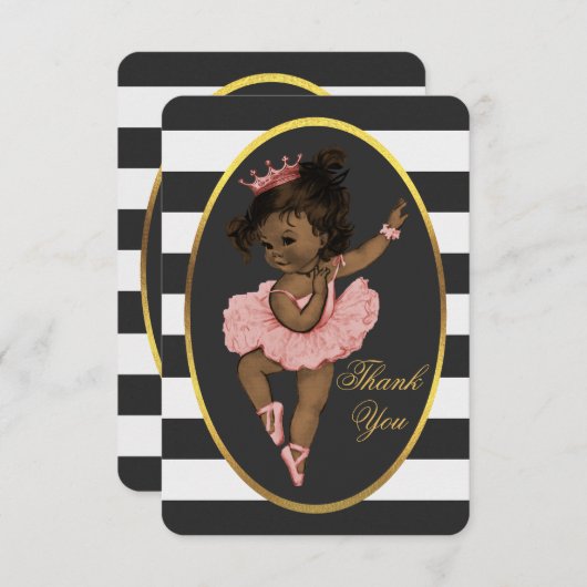 民族のプリンセスのバレリーナのストライプは感謝していしています サンキューカード (正面/裏面)