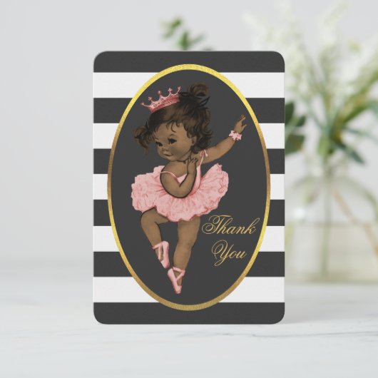 民族のプリンセスのバレリーナのストライプは感謝していしています サンキューカード (スタンド正面)