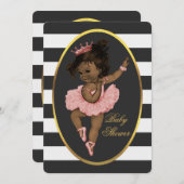 民族のプリンセスのバレリーナのベビーの白黒のストライプ 招待状 (正面/裏面)