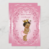 民族のプリンセスのベビーシャワーのピンクの空想フレーム 招待状 (正面/裏面)