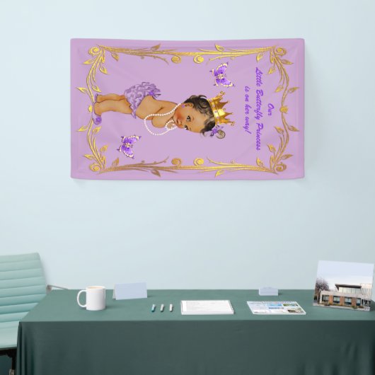 民族のプリンセスの蝶ラベンダーのベビーシャワー 横断幕 (トレードショー)