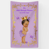 民族のプリンセスの蝶ラベンダーのベビーシャワー 横断幕 (縦)