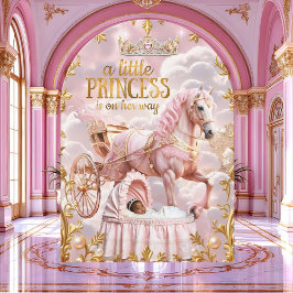 民族のプリンセス ピンク ベビーシャワー 馬車 招待状