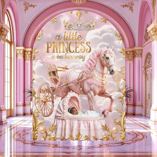 民族のプリンセス ピンク ベビーシャワー 馬車 招待状