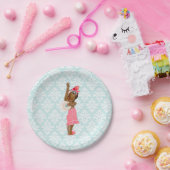 民族のプリンセス 赤ちゃん 女の子 ティアラ ピンク & アクア ペーパープレート (パーティー)
