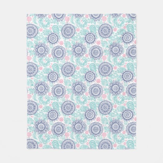 民族のペイズリーパターン フリースブランケット (正面)