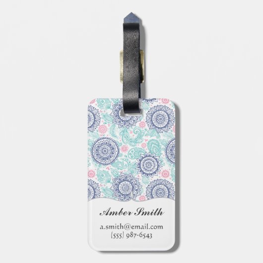 民族のペイズリーパターン ラゲッジタグ (裏面縦)