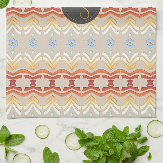 民族のボヘミアのスタイルの幾何学的なパターン キッチンタオル (折り畳み)