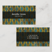 民族のボヘミアの金ゴールドおよび青いガラスパターン 名刺 (正面/裏面)