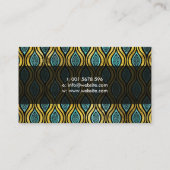 民族のボヘミアの金ゴールドおよび青いガラスパターン 名刺 (裏面)